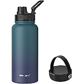 Navigate 32 oz Insulated Stainless Steel Sports Water Bottle with Spout & Handle Lids,Wide Mouth Water Jug with Double Walled Leak Proof Keep Cold for 24 Hrs Hot for 12 Hrs, Blue Gradient