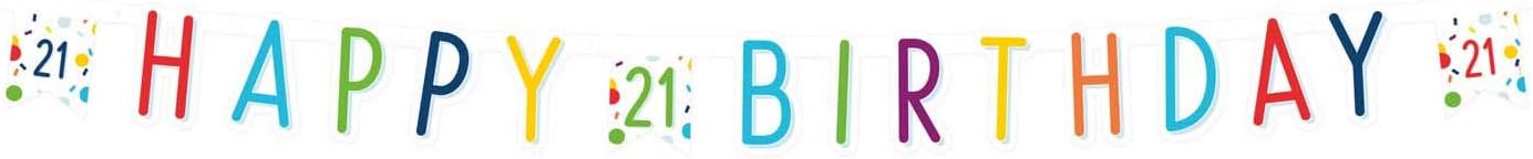 Confetti Birthday 21st Birthday Letter Banner 1.8m, Rainbow