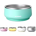Pawaii Dog Bowl, Dog Food Water Bowl with Non-Slip Rubber Base, Metal Insulated Stainless Steel Dog Bowls with ID Tag, Double Wall Dog Bowl for Small Medium Large Dogs, Durable, Dishwasher Safe, 34oz