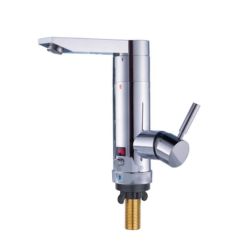 Electric Hot Water Taps,Topser KA-06 Pro Adjustable Power Electric Instant Heater Kitchen Sink Taps,180°Swivel Cold and Hot Water Taps with Lcd Temperature Display for Kitchen,Bathroom,Washroom