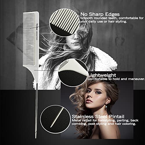 Mythus 10-teiliges Friseurkamm-Set Aus Carbon – Hitzebeständig Bis 180°C, Antistatisch, Weiß – Professionell Für Salon & Heim