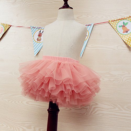 elamccor Baby Girls' Tutu Skirt Toddler 6 Layered Tulle Tutus Lotus Root Pink, 4-5T