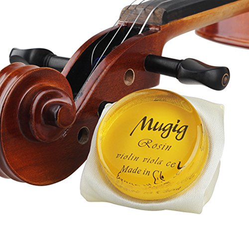 Mugig Rosin for Violin,Viola and Cello, Transparent Yellow Rosin with Exquisite Wooden Box