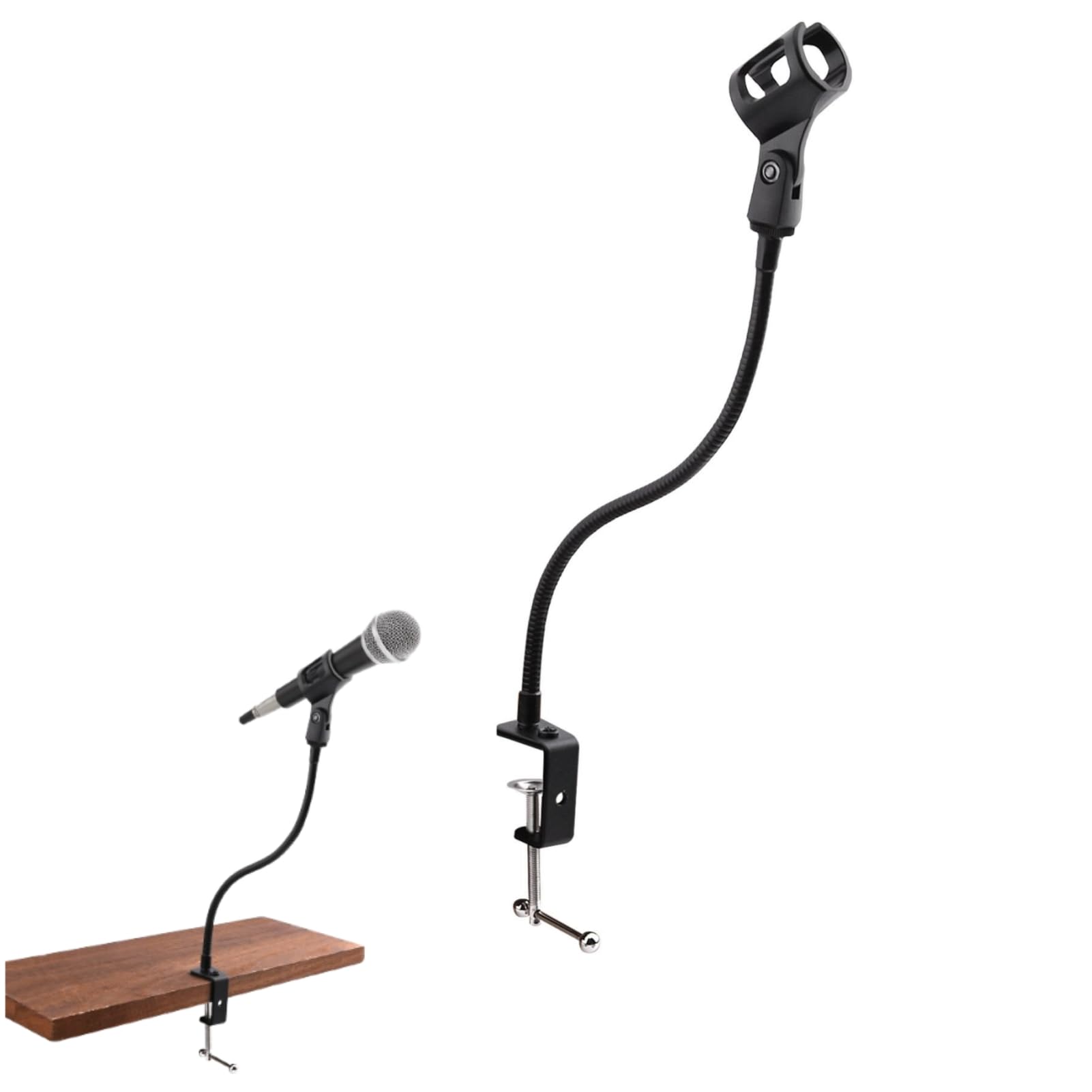 Microphone Arm Stand,360° Flexible Adjustable Universal Gooseneck Desktop Mic Stand,Mic Clip Holer,Flexible Gooseneck Desktop Mic Stands Holder with Desk Clamp,Table Space Saving,for Studio,Podium