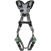 MSA V-FIT Standard Safety Harness - Polyester &amp; Nano-Technology Treated Web Full Body Harness Back, Shoulder Padding, Gray
