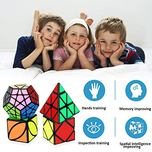 Speed Cube Bundle, Aitbay Magic Cube Set Megaminx Pyramid Skewb Ivy Sticker Speedcubing Smooth Puzzle Collection Toys (4 Pack)