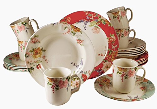 Tudor 24-Piece Porcelain Dinnerware Set, Service for 6 - CRIMSON, Royal Impression collection; INTRO OFFER- 20% OFF