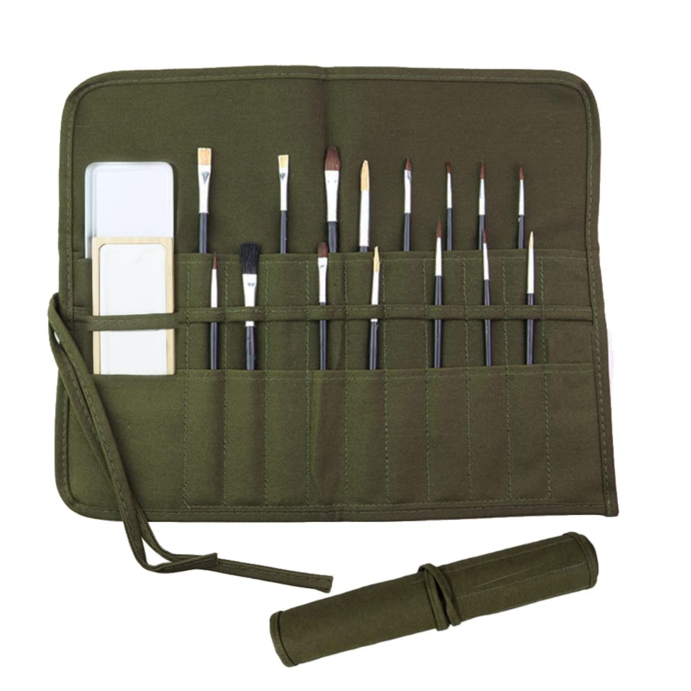 Pencil Roll Up Case Canvas Pencil Pouch Case Pen Wrap Roll Pen Bag Storage Holder Organizer Wrap for for Sketching Drawing Writing Storage