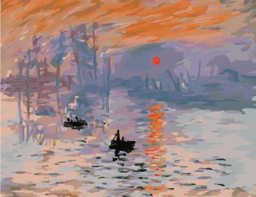 DIY PBN-paint by number famous painting Impression: Sunrise by Claude Monet 16X20 inches Frameless.