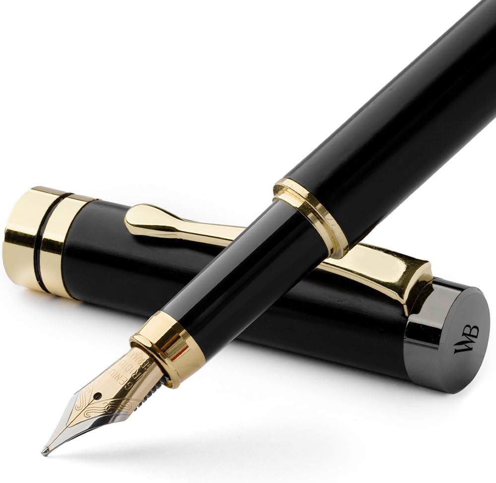Wordsworth & Black Fountain Pen Set Luxury Bamboo Wood Medium Nib Gift Case