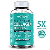 Multi Collagen Peptides Capsules Types (I II III V & X) Grass-Fed Collagen Protein Powder Supplement for Anti-Aging, Hair, Skin, Nails, Bones & Joints - 5X Absorption Hydrolyzed Collagen Powder Pills
