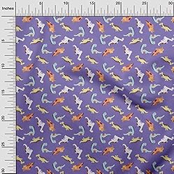 oneOone Velvet Violet Fabric Colorful Dinosaur