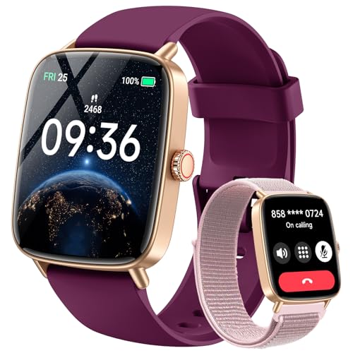 Women's Smartwatch with Phone Function 1.85 Inch 2 Wristbands Fitness Watch Fitness Tracker Heart Rate / SpO2 / Sleep / IP68 Waterproof Sports Watch Pedometer Watch for Samsung Android iOS Purple