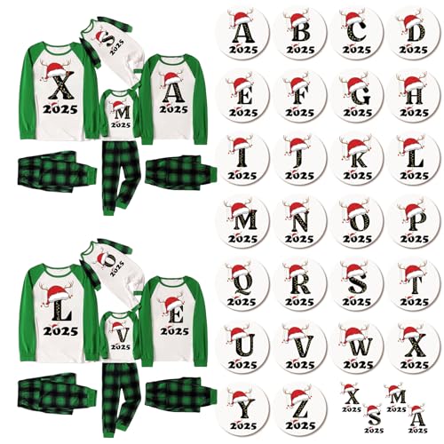 Christmas Pjs Women Plus Size,2025 A-Z Letters Graphic Matching Christmas Pajamas Xmas Pyjamas Family Xmas Sleepwear Nightwear Loungewear
