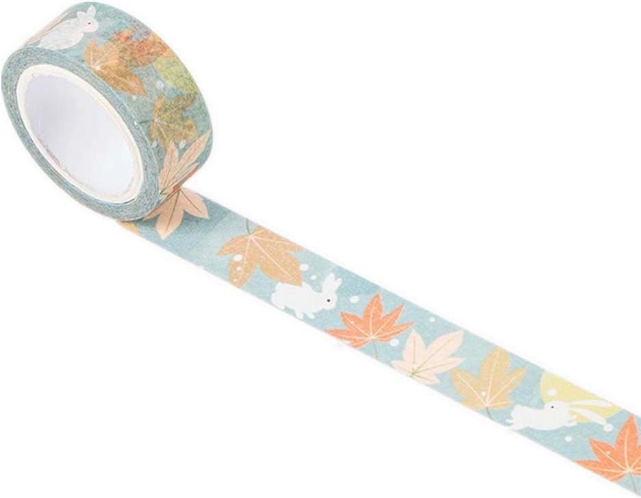 NLR Kyoto Style Japanese Masking Washi Tape Set | 4 Rolls | 0.6 Inch (15mm) Wide | for Scrapbooks, Photo Frames, Bullet Journals, Arts and Crafts. (Maples & Rabbits)