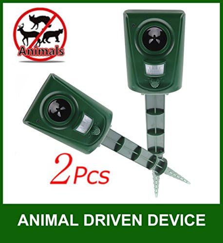 WERSHOW Waterproof PIR Electronic Animal Pest Repellent Ultrasonic Repeller,Animals/Pest Control, Dog/Cat/Birds Repellent, Raccoons Repellent, Rats, Home and Garden Protection(WITHOUT BATTERY)-2 pack