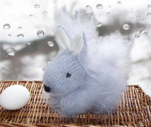Easter Gray Bunny - Cute Fluffy Rabbit - Hand Knitted Bunny - plush Stuffed Animal Baby Toy - Mohair baby shower gift - Child gift