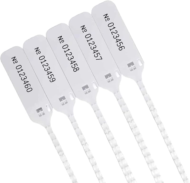 JW Products Numbered Bag Tags Grip Straps Trace Seals White 100 Pack 250mm