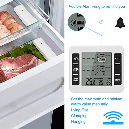 Refrigerator Thermometer, ALLOMN Wireless Digital Freezer Thermometer