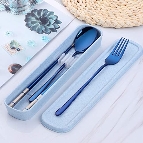 304Stainless Steel Chopsticks Spoon Fork Tableware Set with Portable Gift Box and Bag for Adult School Travel Picnic Cutlery Set - Thumbnail 3