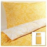 Ikea Akertistel 2pc Twin Duvet Quilt Cover 100 Percent Cotton Yellow / White