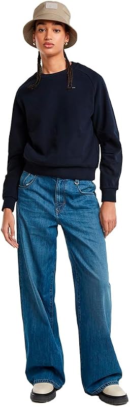 Camisola de Construção de Mangas Feminina, Azul (Osaka Blue D25045-D589-3873), L