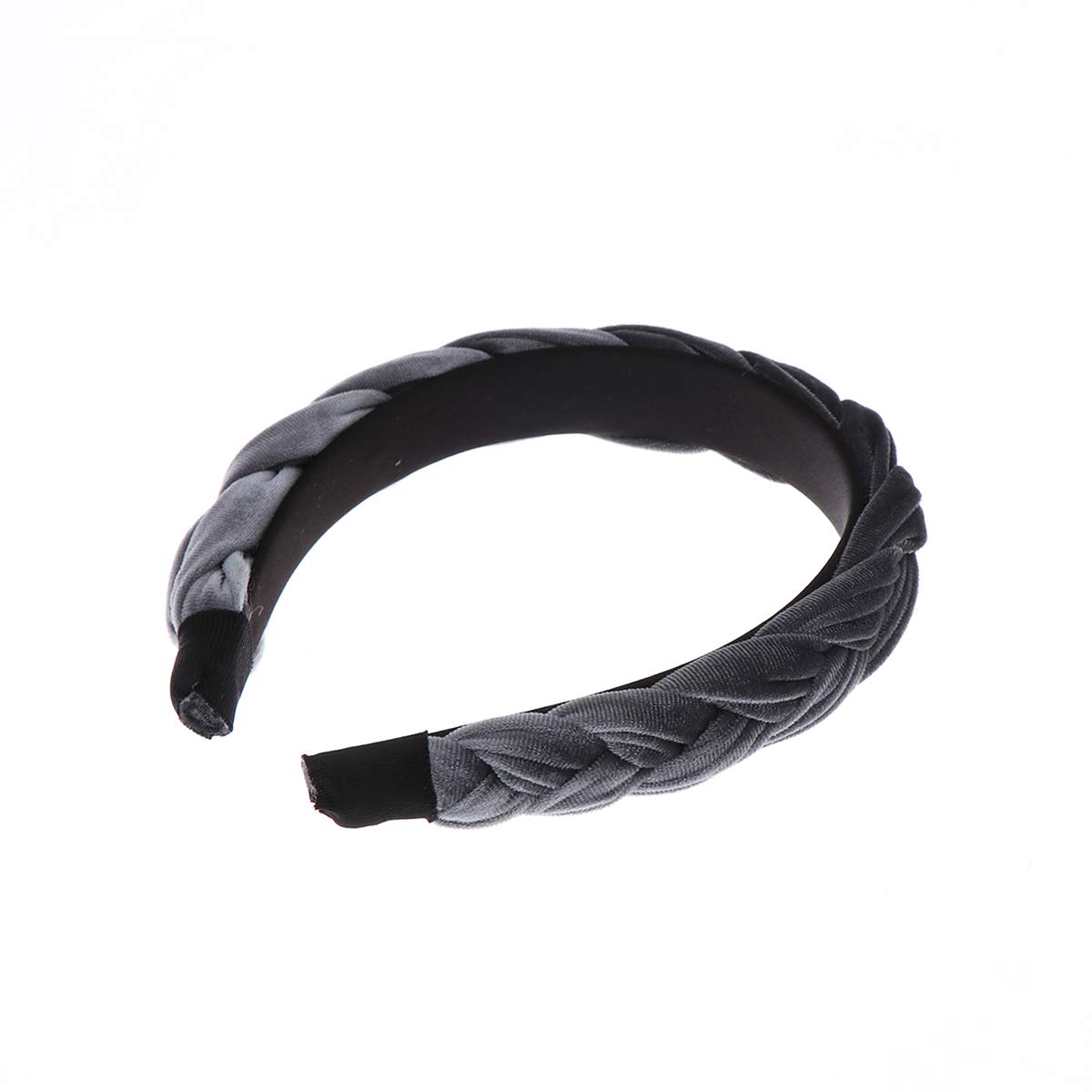 Beaupretty Flock Padded Headband Vintage Alice Style Hairband Wide Hair Hoop Twisted Knotted Headband for Women(Grey)
