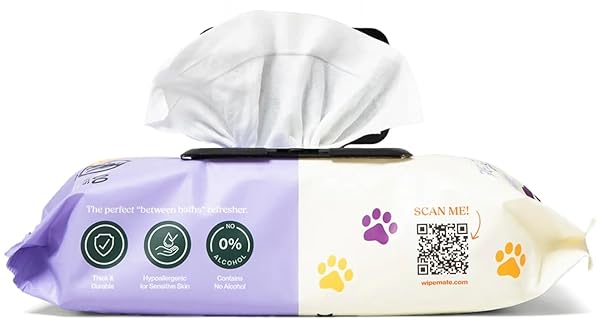WIPEMATE 400CT LAVENDER EXTRA LARGE PET WIPES FOR MEDIUM TO LARGE DOGS & CATS, NO-RINSE SOLUTION, HYPOALLERGENIC WIPE GENTLE DEODORIZING – WIPES FOR CLEANS PAWS EARS FUR BUTT & ANAL GLANDS