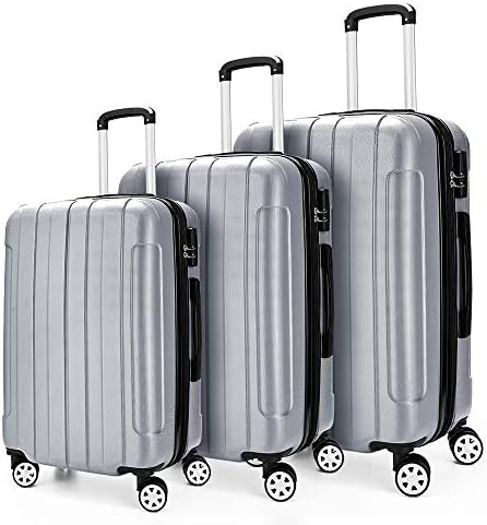 Hardshell Luggage Sets,Hardside Lightweight PC+ABS 3 Piece Set Suitcase Clearance with TSA Lock & Spinner Wheels(20โ/24โ/28โ),Champagne
