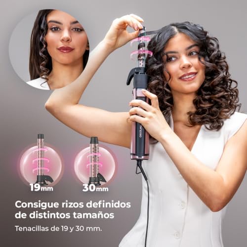 Cepillo de Aire Moldeador con 10 Cabezales CeramicCare 10in1 AirBrush Gyro. 1100W, Función Rotativa, Tecnología Iónica, Revestimiento Cerámico, 3 Modos de Velocidad y Temperatura, Punta Fría