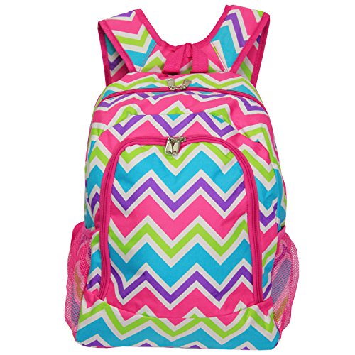 World Traveler Multipurpose Backpack 16-Inch, Pink Trim Chevron Multi, One Size