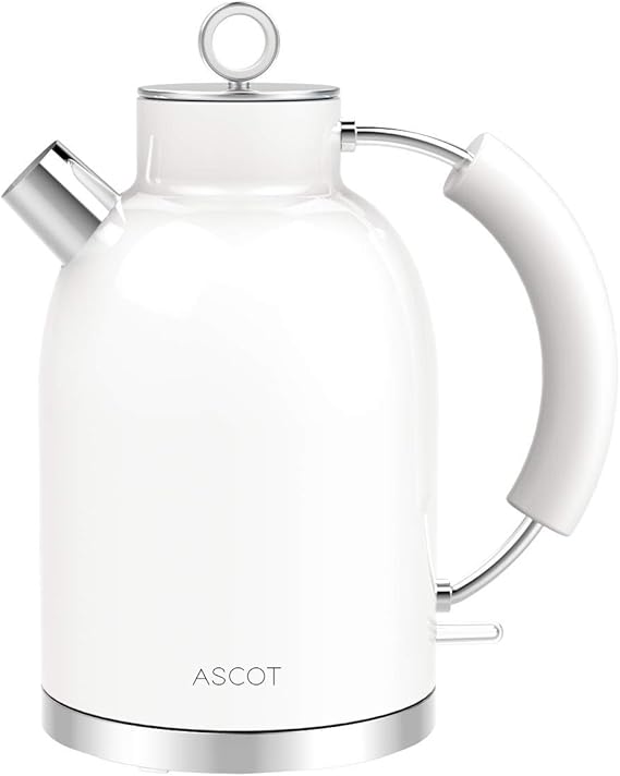 ASCOT Electric Kettle Fast Boil Kettle Cordless Stainless Steel Retro Water Kettles Without BPA
