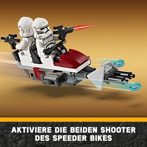 Star Wars 75372 Clone Trooper & Battle Droid Battle Pack, inkl. 4 Minifiguren, 5 Droiden und Speeder Bike mit Shooter - Bauspielzeug für Jungen und Mädchen ab 7 Jahren