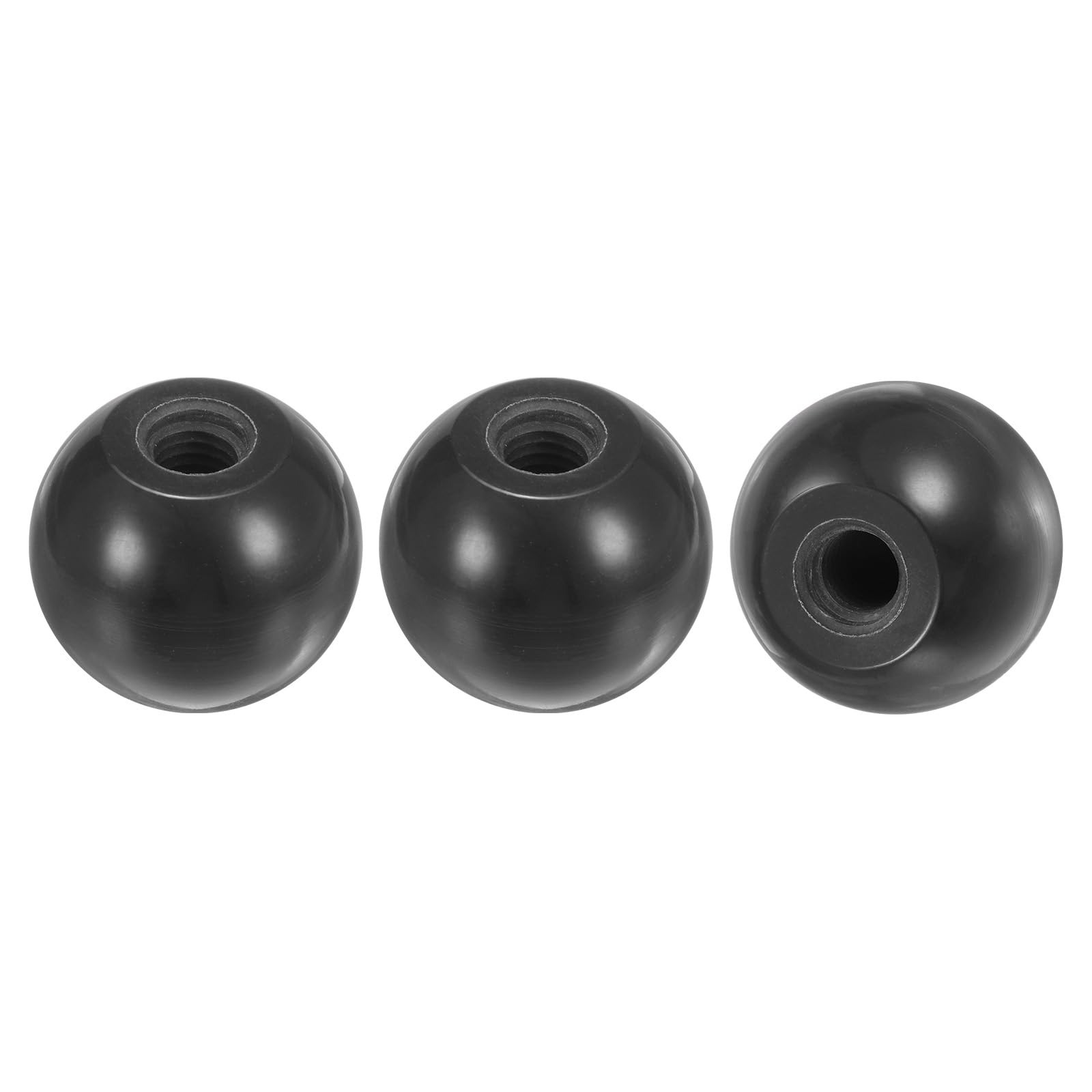 M METERXITY 3-Pack Threaded Ball Knobs, M10 Female Thread 35mm Dia. Thermoset Ball Knob for Lathe/Machine/Lawn Mowers, Round Phenolic Lever Handle [Black] — image 1