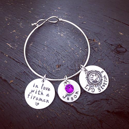 In Love With A Fireman Fire Station Bracelet | Fireman's Wife Bracelet | Fireman's Wife Jewelry | Fireman's Girlfriend Jewelry | Firefighter Gift