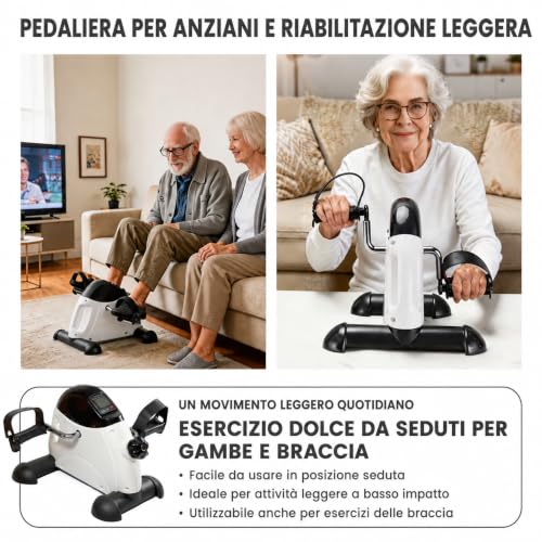 Static Pedals for Elderly for Leg and Arm Rehabilitation Exercises, Compact Pedals, Portable and Easy to Assemble and Use, Mini Exercise Bike, Black
