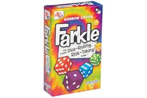 PLAYMONSTER Farkle Classic Dice Game – Rainbow Kids Games, Dice Games, Family Games, Travel Games, Adult Games, Board Games, Dice Cup, Dice Set, Farkle Score Sheets Included, Ages 8+