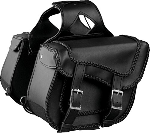 Milwaukee Performance SH663ZB Black Medium Braided Zip-Off Two Buckle PVC Throw Over Saddle Bag