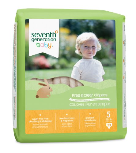 Seventh Generation Free and Clear Baby Diapers, Stage 5, 26 Count (Pack of 4)