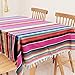Fowecelt Mexican Serape Blanket Tablecloth 59 x 84 Inch for Mexican Party Wedding Decorations Outdoor Picnics Dining Table, Large Square Fringe Cotton Handwoven Table Cloth