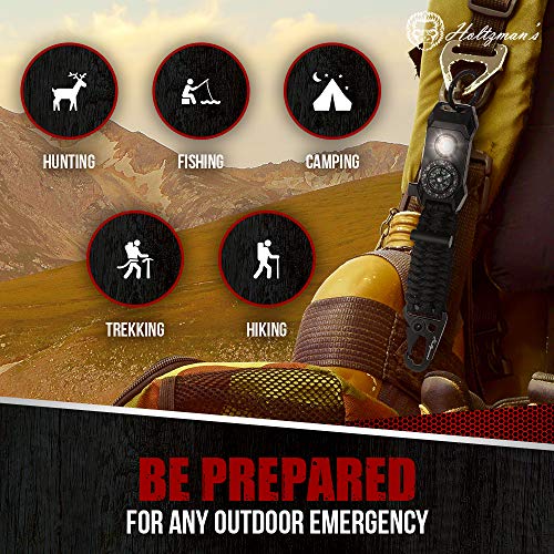 Men's Keychain | 11-in-1 LED Carabiner Lanyard Key Chain Fires Starter for Camping, Fishing, Hunting & Outdoor Emergencies Multipurpose Survival Tool Emergency Whistle, Flint Rod, Cutting Tool