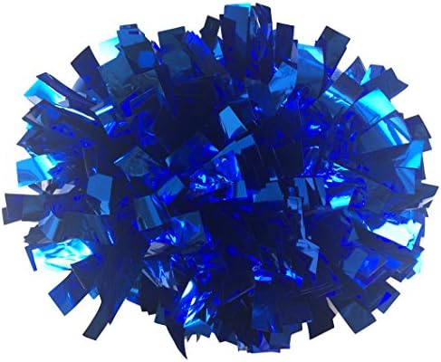 PARTYMASTER Blue Cheerleading Foil Ring Pom Poms ,Set of 2