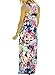 Women's Floral Print Round Neck Sleeveless Maxi Casual Dress Medium Multicolored