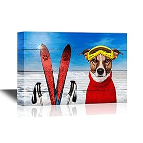 Skiing Funny Dog with Skiing Equipments