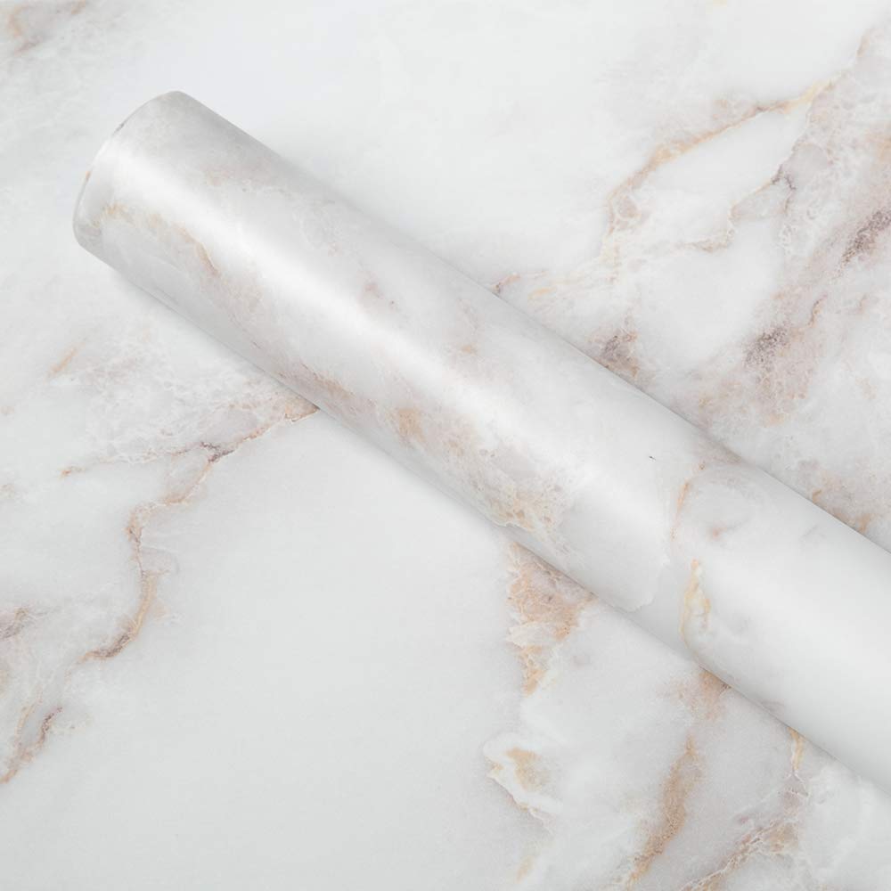 Homein Marble Sticky Back Plastic Roll Self Adhesive Paper 90x200cm, Waterproof Vinyl Matte Granite Contant Paper for Worktop Covering Kitchen Furniture