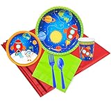 BirthdayExpress Solar System Rocket to Space Astronaut Party Supplies - Party Pack for 24