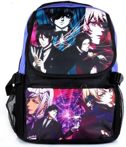 Laie Anime Black Butler Backpack Large School Bag Kids Bookbags Black/purple