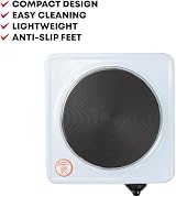 SQ Professional Electric Hot Plate with Single Ring 1000W White view 6