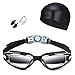 Swim Goggles, Targher Swimming Goggles Anti-Fog UV Protection Waterproof with Soft Silicone Swimming Cap Nose Clip and Earplug for Adult Men Women Youth Kids Child