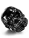 FIBO STEEL Stainless Steel Rings for Men Women Black Skull Head Rings,Size 12